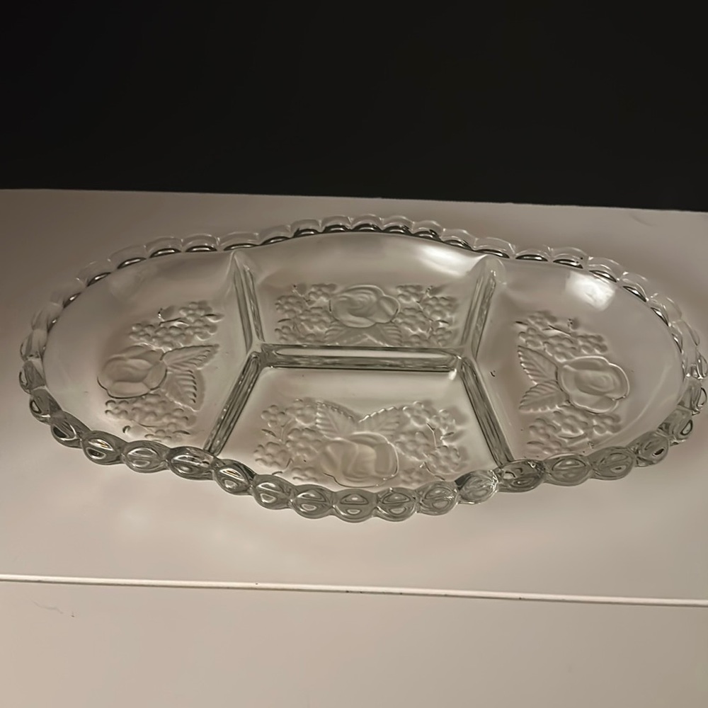 Clear glass serving plate